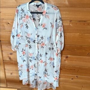 torrid White Floral High-Low Button Front Dress